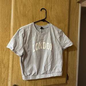 Wild Fable London Banded Hem Boxy Crop Top Light Blue